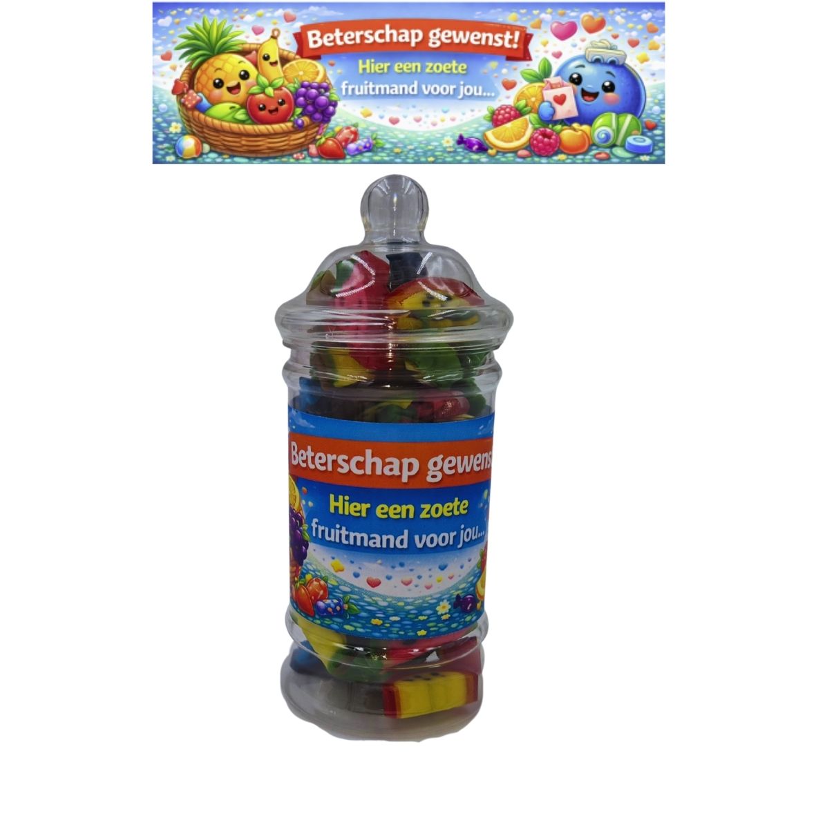 Snoeppot 16 - Beterschap gewenst! - Hier een zoete fruitmand voor jou...