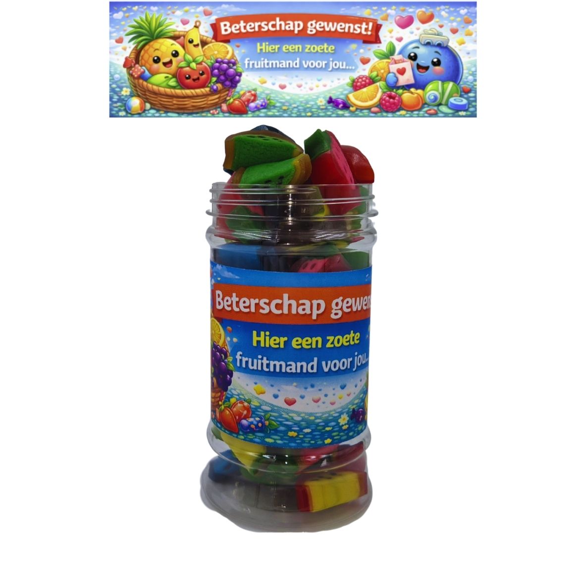 Snoeppot 16 - Beterschap gewenst! - Hier een zoete fruitmand voor jou...